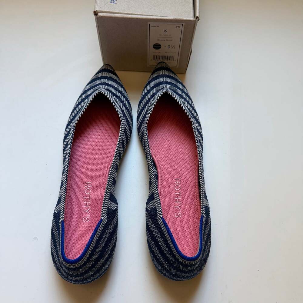 NEW Rothys Riviera Stripe Blue Points Flats - Picture 3 of 5